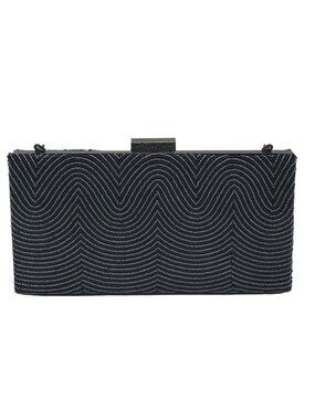 Sondra Roberts Black Beaded Box Clutch